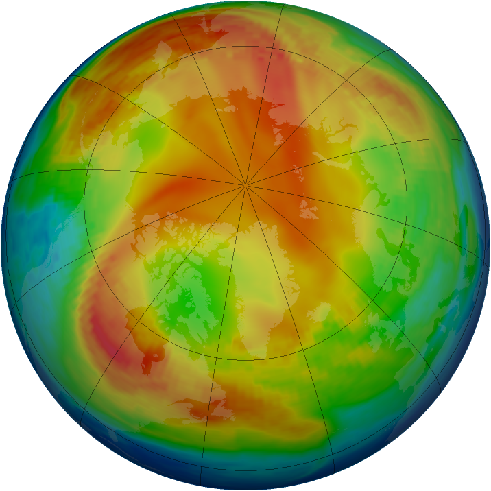 Arctic ozone map for 18 January 1985